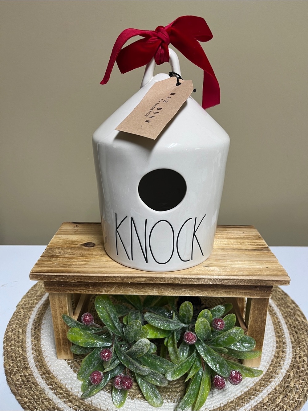 Rae Dunn “Knock” Ceramic Birdhouse NWT